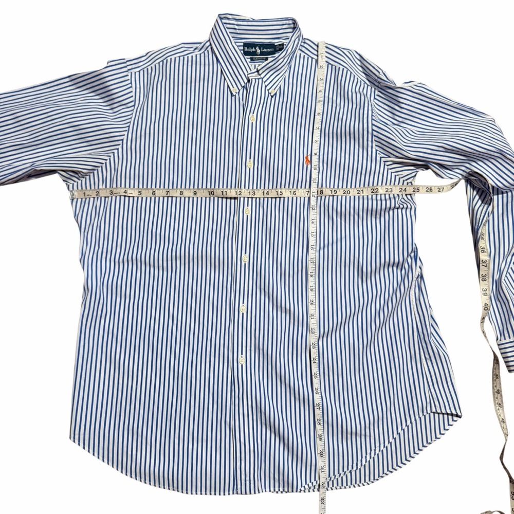 Ralph Lauren Blue and White Stripe Long Sleeve Button Down Size XL - Picture 2 of 9